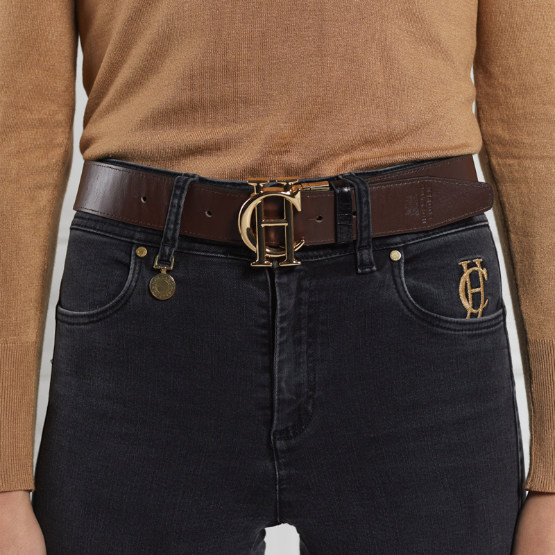 Holland Cooper HC Classic Reversible Belt - Chocolate Black Croc-2